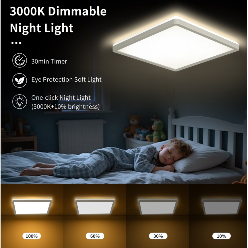 Brilagi - Himmennettävä LED-kattovalaisin ULTRA SLIM LED/18W/230V 2700-6500K 30x30 cm valkoinen + kauko-ohjaus
