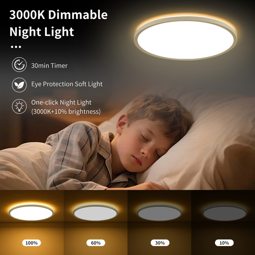 Brilagi - Himmennettävä LED-kattovalaisin ULTRA SLIM LED/18W/230V 2700-6500K halkaisija 30 cm valkoinen + kauko-ohjaus