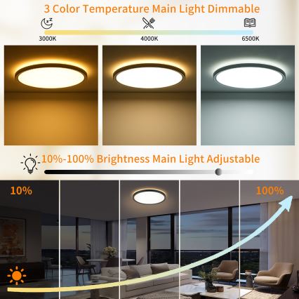 Brilagi - Himmennettävä LED-kattovalaisin ULTRA SLIM LED/24W/230V 2700-6500K halkaisija 42 cm musta + kauko-ohjaus