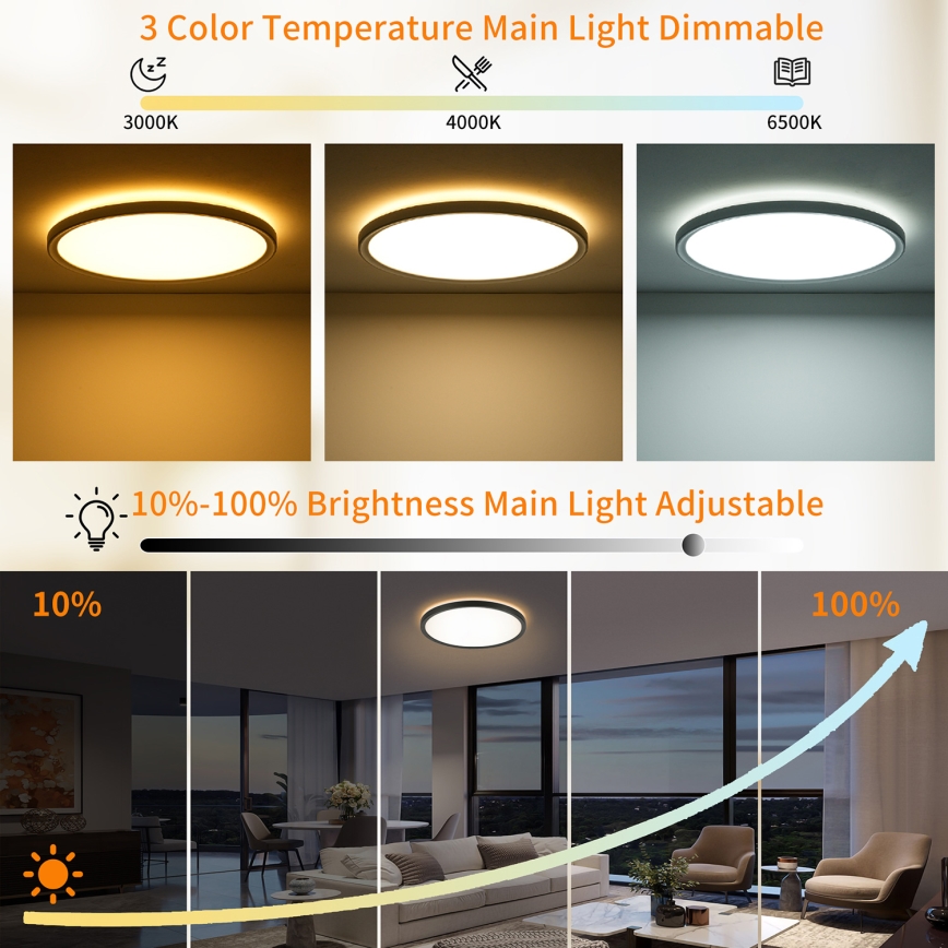 Brilagi - Himmennettävä LED-kattovalaisin ULTRA SLIM LED/24W/230V 2700-6500K halkaisija 42 cm musta + kauko-ohjaus