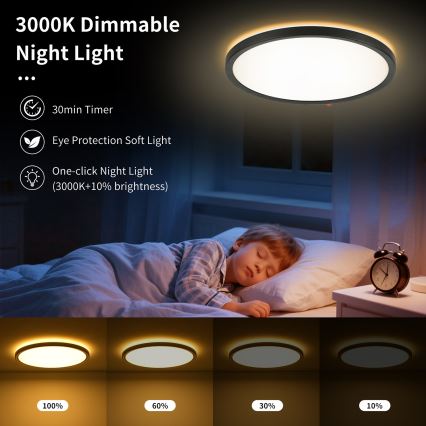 Brilagi - Himmennettävä LED-kattovalaisin ULTRA SLIM LED/24W/230V 2700-6500K halkaisija 42 cm musta + kauko-ohjaus