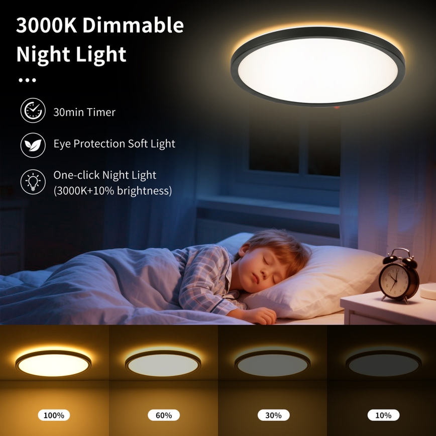 Brilagi - Himmennettävä LED-kattovalaisin ULTRA SLIM LED/24W/230V 2700-6500K halkaisija 42 cm musta + kauko-ohjaus