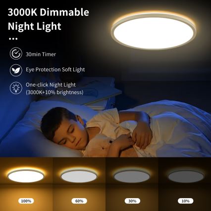 Brilagi - Himmennettävä LED-kattovalaisin ULTRA SLIM LED/24W/230V 2700-6500K halkaisija 42 cm valkoinen + kauko-ohjaus
