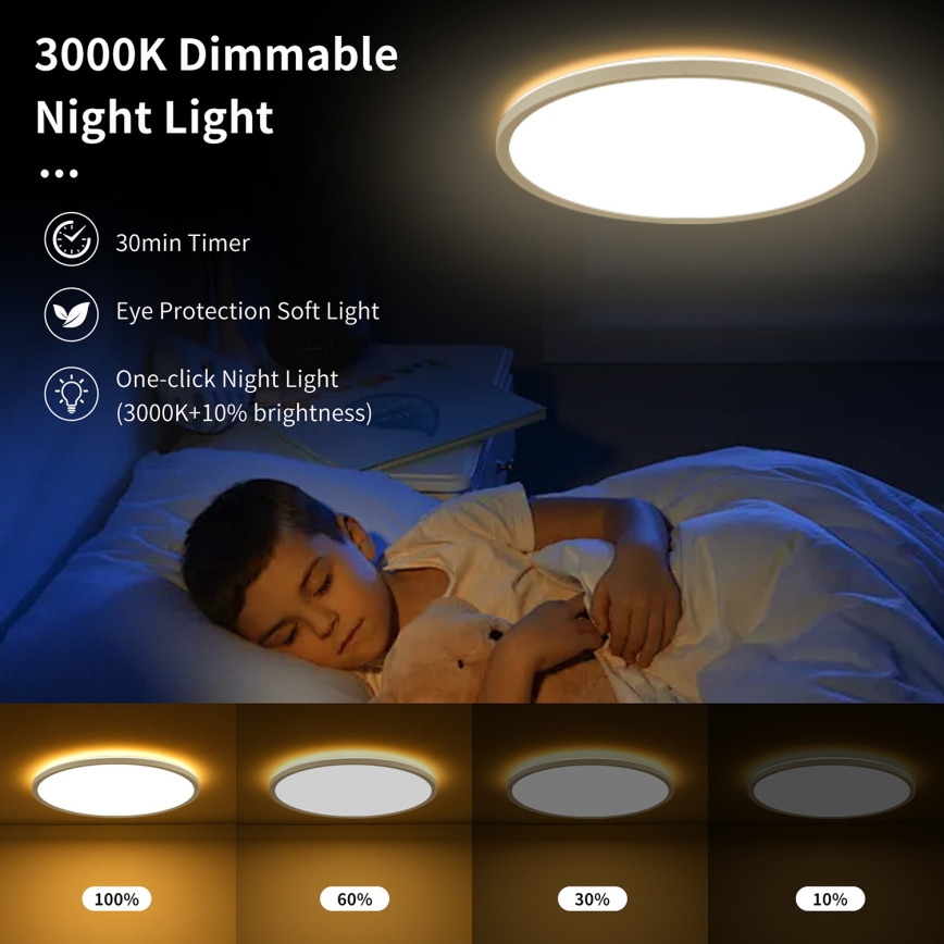 Brilagi - Himmennettävä LED-kattovalaisin ULTRA SLIM LED/24W/230V 2700-6500K halkaisija 42 cm valkoinen + kauko-ohjaus