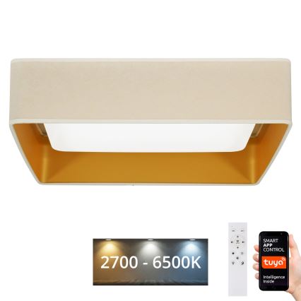 Brilagi - Himmennettävä LED-kattovalaisin VELVET SQUARE SMART LED/36W/230V 2700-6500K Wi-Fi Tuya + kauko-ohjaus kerma
