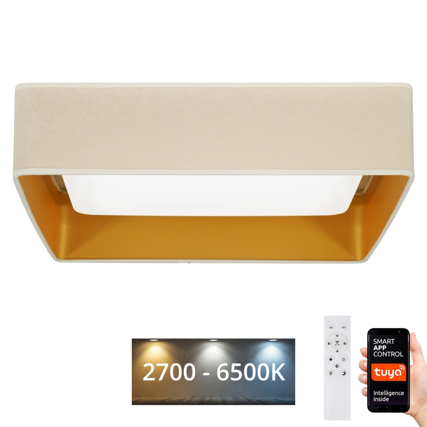 Brilagi - Himmennettävä LED-kattovalaisin VELVET SQUARE SMART LED/36W/230V 2700-6500K Wi-Fi Tuya + kauko-ohjaus kerma