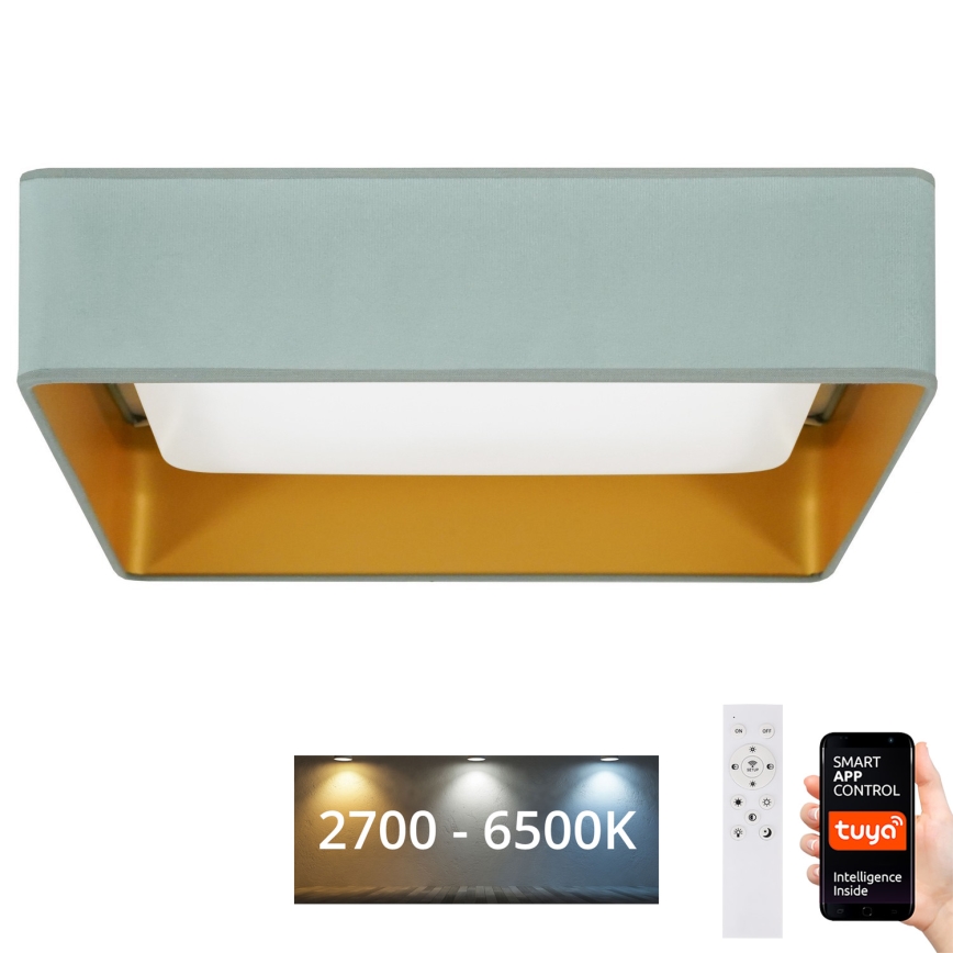 Brilagi - Himmennettävä LED-kattovalaisin VELVET SQUARE SMART LED/36W/230V 2700-6500K Wi-Fi Tuya + kauko-ohjaus minttu