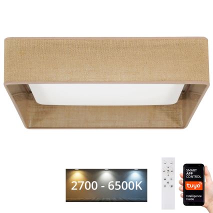 Brilagi - Himmennettävä LED-kattovalaisin VELVET SQUARE SMART LED/36W/230V 2700-6500K Wi-Fi Tuya + kauko-ohjaus ruskea