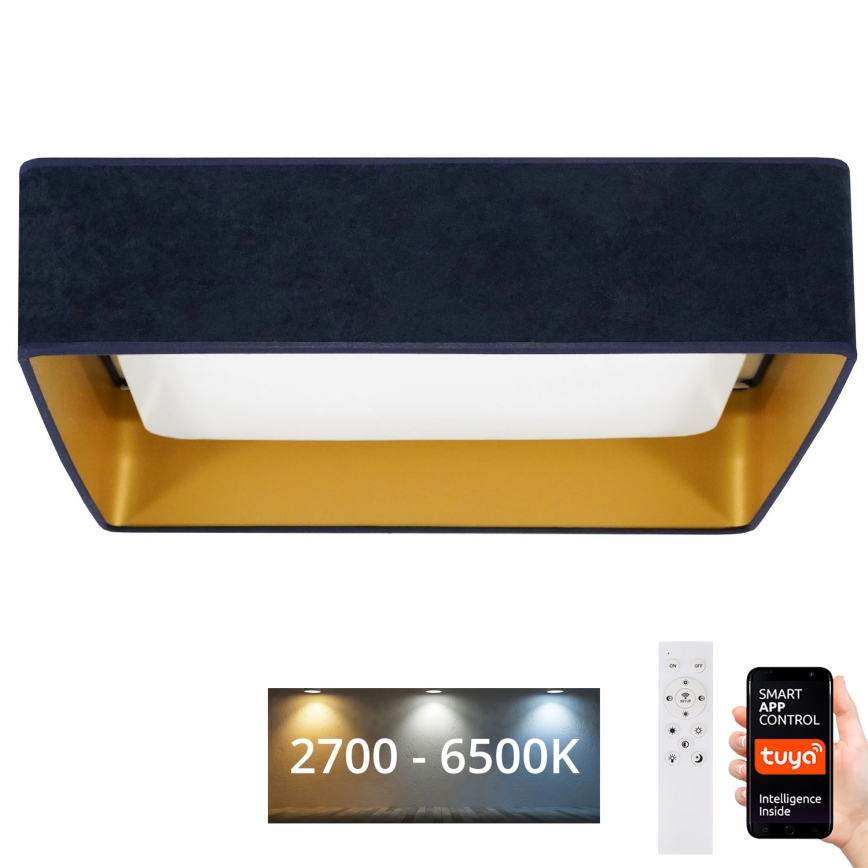 Brilagi - Himmennettävä LED-kattovalaisin VELVET SQUARE SMART LED/36W/230V 2700-6500K Wi-Fi Tuya + kauko-ohjaus tummansininen