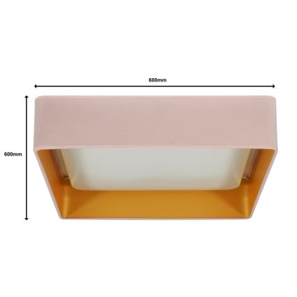 Brilagi - Himmennettävä LED-kattovalaisin VELVET SQUARE SMART LED/36W/230V 2700-6500K Wi-Fi Tuya + kauko-ohjaus vaaleanpunainen