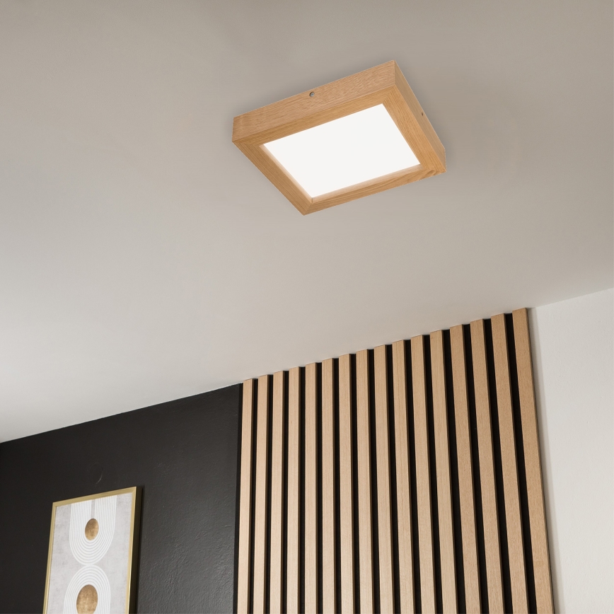 Brilagi - Himmennettävä kylpyhuoneen LED-kattovalaisin WOODY FRAME LED/24W/230V tammi 30x30 cm 3000-6000K IP44 + kauko-ohjaus