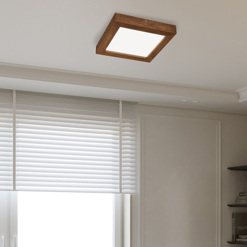 Brilagi - Himmennettävä kylpyhuoneen LED-kattovalaisin WOODY FRAME LED/24W/230V tammi kirsikka 30x30 cm 3000-6000K IP44 + kauko-ohjaus
