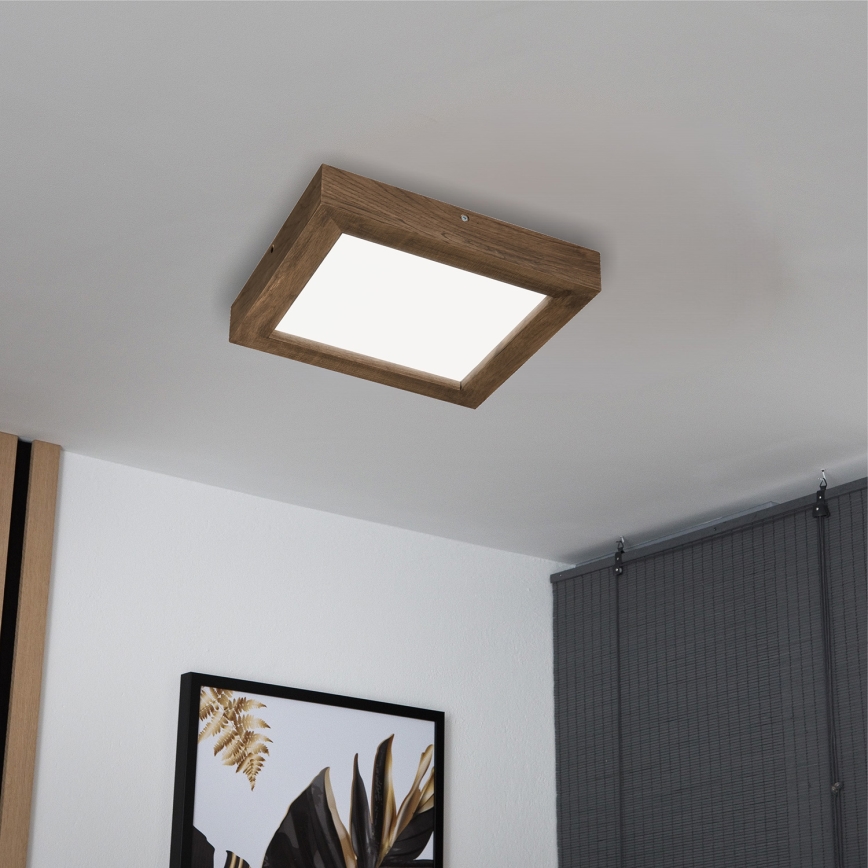Brilagi - Himmennettävä kylpyhuoneen LED-kattovalaisin WOODY FRAME LED/24W/230V tammi 30x30 cm 3000-6000K IP44 + kauko-ohjaus