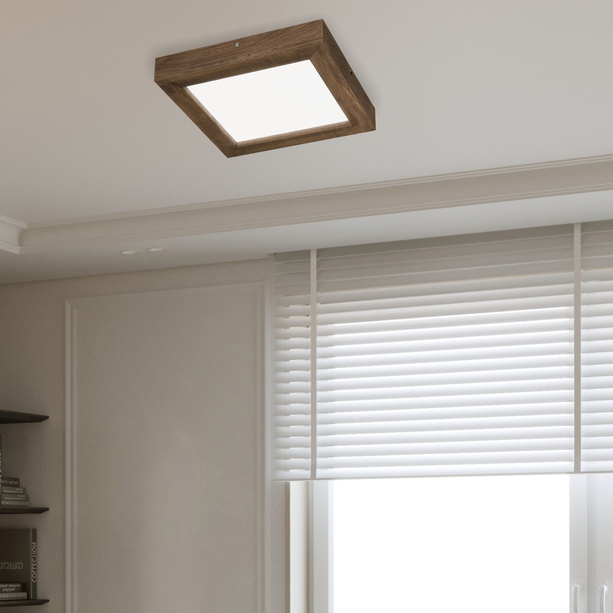 Brilagi - Himmennettävä kylpyhuoneen LED-kattovalaisin WOODY FRAME LED/24W/230V tammi 30x30 cm 3000-6000K IP44 + kauko-ohjaus