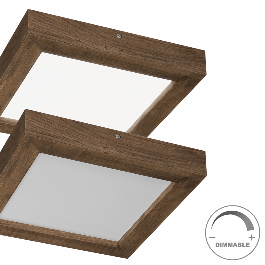Brilagi - Himmennettävä kylpyhuoneen LED-kattovalaisin WOODY FRAME LED/24W/230V tammi 30x30 cm 3000-6000K IP44 + kauko-ohjaus