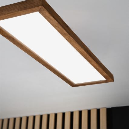 Brilagi - Himmennettävä kylpyhuoneen LED-kattovalaisin WOODY FRAME LED/50W/230V tammi kirsikka 120x30 cm 3000-6000K IP44 + kauko-ohjaus