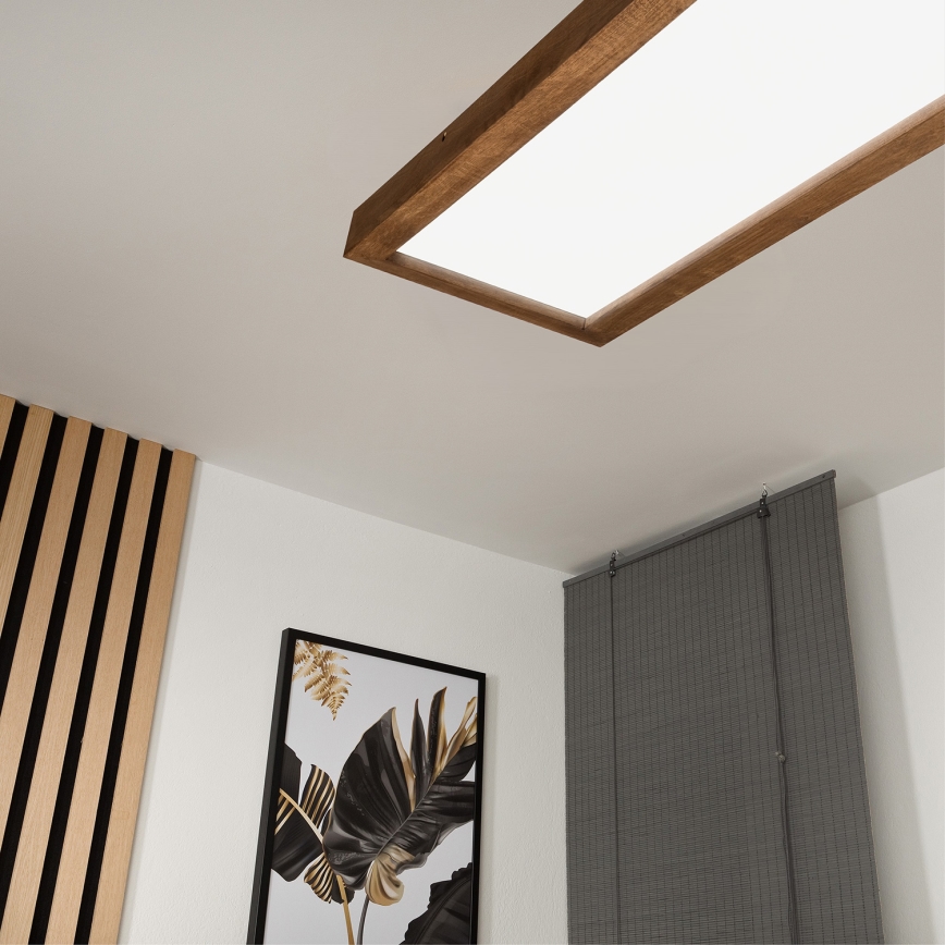 Brilagi - Himmennettävä kylpyhuoneen LED-kattovalaisin WOODY FRAME LED/50W/230V tammi kirsikka 120x30 cm 3000-6000K IP44 + kauko-ohjaus
