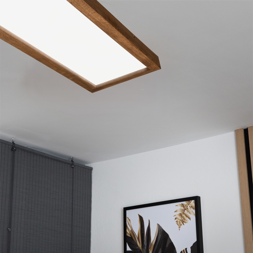 Brilagi - Himmennettävä kylpyhuoneen LED-kattovalaisin WOODY FRAME LED/50W/230V tammi kirsikka 120x30 cm 3000-6000K IP44 + kauko-ohjaus