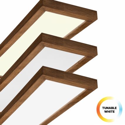 Brilagi - Himmennettävä kylpyhuoneen LED-kattovalaisin WOODY FRAME LED/50W/230V tammi kirsikka 120x30 cm 3000-6000K IP44 + kauko-ohjaus