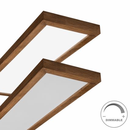 Brilagi - Himmennettävä kylpyhuoneen LED-kattovalaisin WOODY FRAME LED/50W/230V tammi kirsikka 120x30 cm 3000-6000K IP44 + kauko-ohjaus