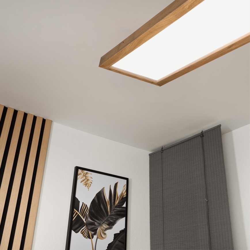 Brilagi - Himmennettävä kylpyhuoneen LED-kattovalaisin WOODY FRAME LED/50W/230V tammi 120x30 cm 3000-6000K IP44 + kauko-ohjaus