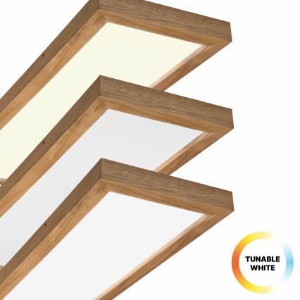 Brilagi - Himmennettävä kylpyhuoneen LED-kattovalaisin WOODY FRAME LED/50W/230V tammi 120x30 cm 3000-6000K IP44 + kauko-ohjaus