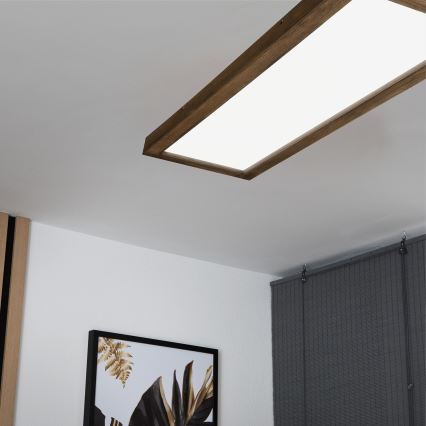 Brilagi - Himmennettävä kylpyhuoneen LED-kattovalaisin WOODY FRAME LED/50W/230V tammi 120x30 cm 3000-6000K IP44 + kauko-ohjaus