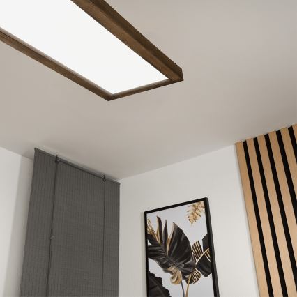 Brilagi - Himmennettävä kylpyhuoneen LED-kattovalaisin WOODY FRAME LED/50W/230V tammi 120x30 cm 3000-6000K IP44 + kauko-ohjaus