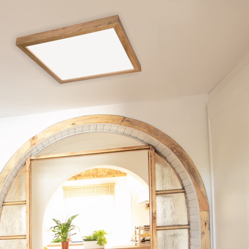 Brilagi - Himmennettävä kylpyhuoneen LED-kattovalaisin WOODY FRAME LED/50W/230V tammi 60x60 cm 3000-6000K IP44 + kauko-ohjaus