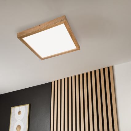 Brilagi - Himmennettävä kylpyhuoneen LED-kattovalaisin WOODY FRAME LED/50W/230V tammi 60x60 cm 3000-6000K IP44 + kauko-ohjaus