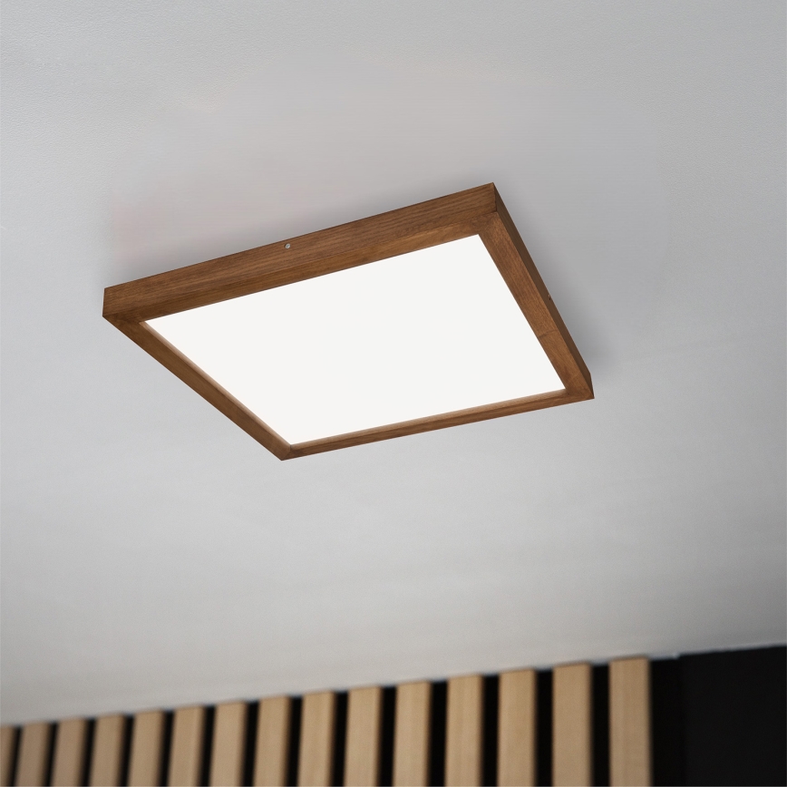 Brilagi - Himmennettävä kylpyhuoneen LED-kattovalaisin WOODY FRAME LED/50W/230V tammi kirsikka 60x60 cm 3000-6000K IP44 + kauko-ohjaus