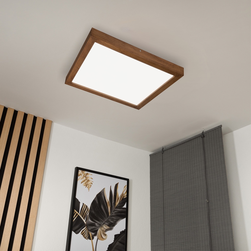Brilagi - Himmennettävä kylpyhuoneen LED-kattovalaisin WOODY FRAME LED/50W/230V tammi kirsikka 60x60 cm 3000-6000K IP44 + kauko-ohjaus