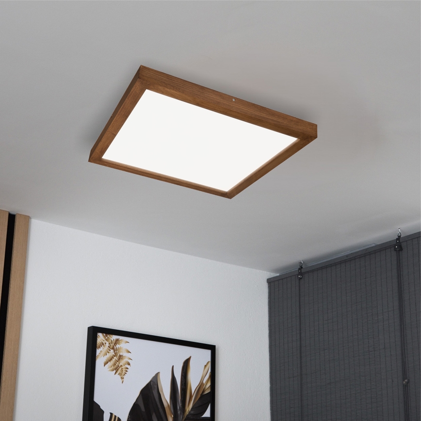 Brilagi - Himmennettävä kylpyhuoneen LED-kattovalaisin WOODY FRAME LED/50W/230V tammi kirsikka 60x60 cm 3000-6000K IP44 + kauko-ohjaus