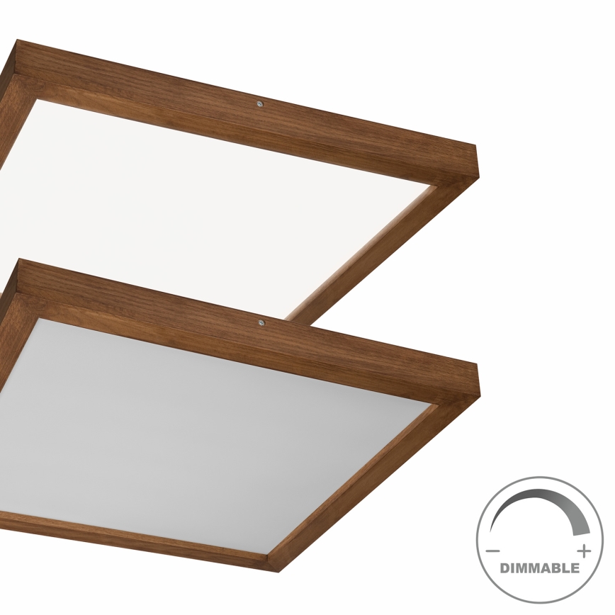 Brilagi - Himmennettävä kylpyhuoneen LED-kattovalaisin WOODY FRAME LED/50W/230V tammi kirsikka 60x60 cm 3000-6000K IP44 + kauko-ohjaus
