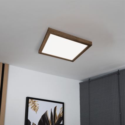 Brilagi - Himmennettävä kylpyhuoneen LED-kattovalaisin WOODY FRAME LED/50W/230V tammi 60x60 cm 3000-6000K IP44 + kauko-ohjaus