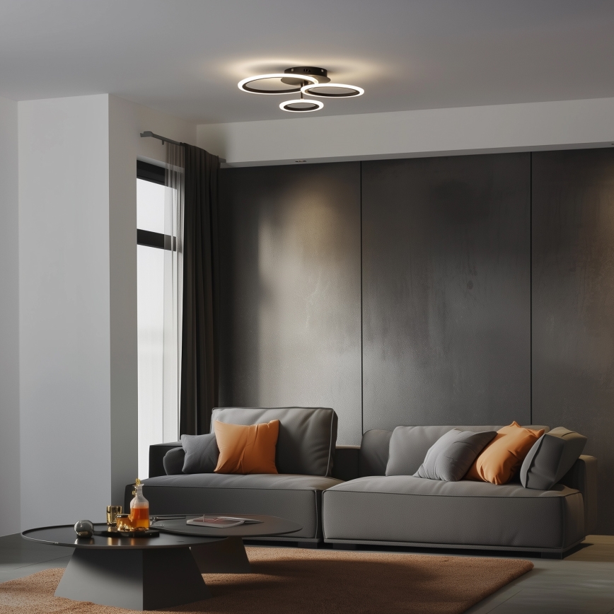 Brilagi - LED-himmennyskattokruunu ORBITS LED/40W/230V 3000-6500K musta + kauko-ohjaus