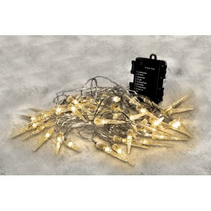 Brilagi - LED Jouluketju ulkokäyttöön 50xLED/8 toimintoa/3xAA 8m IP44 lämmin valkoinen