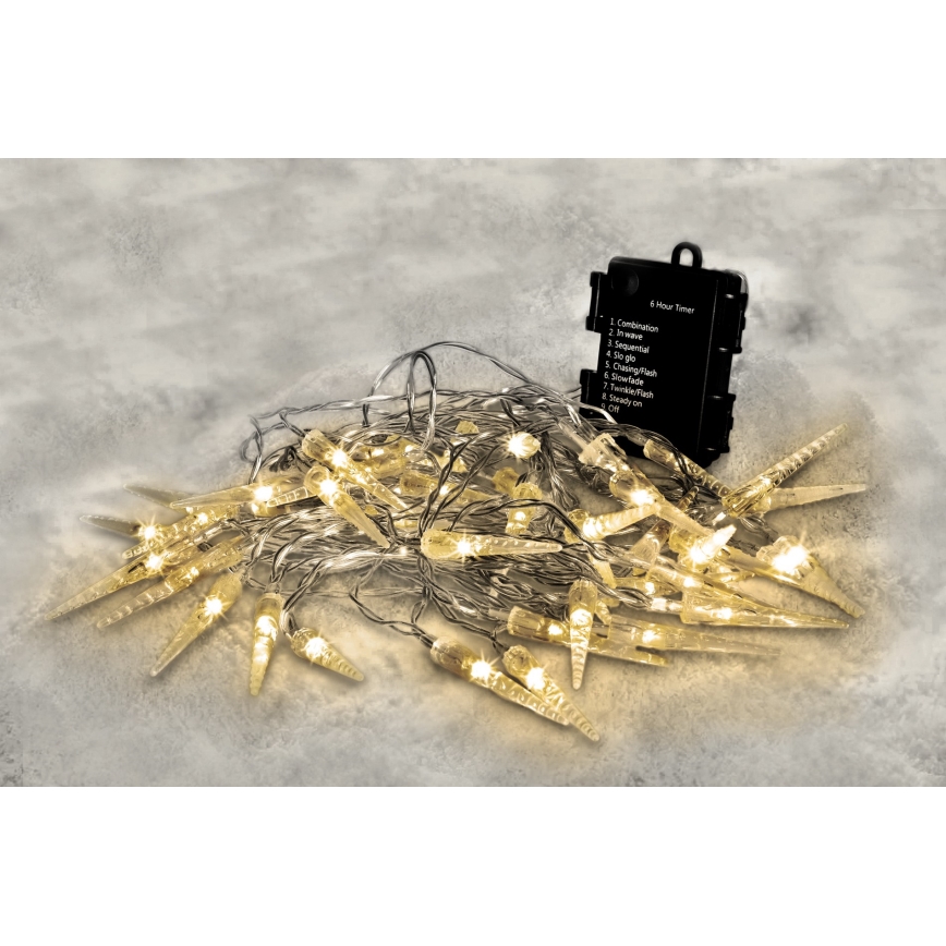 Brilagi - LED Jouluketju ulkokäyttöön 50xLED/8 toimintoa/3xAA 8m IP44 lämmin valkoinen