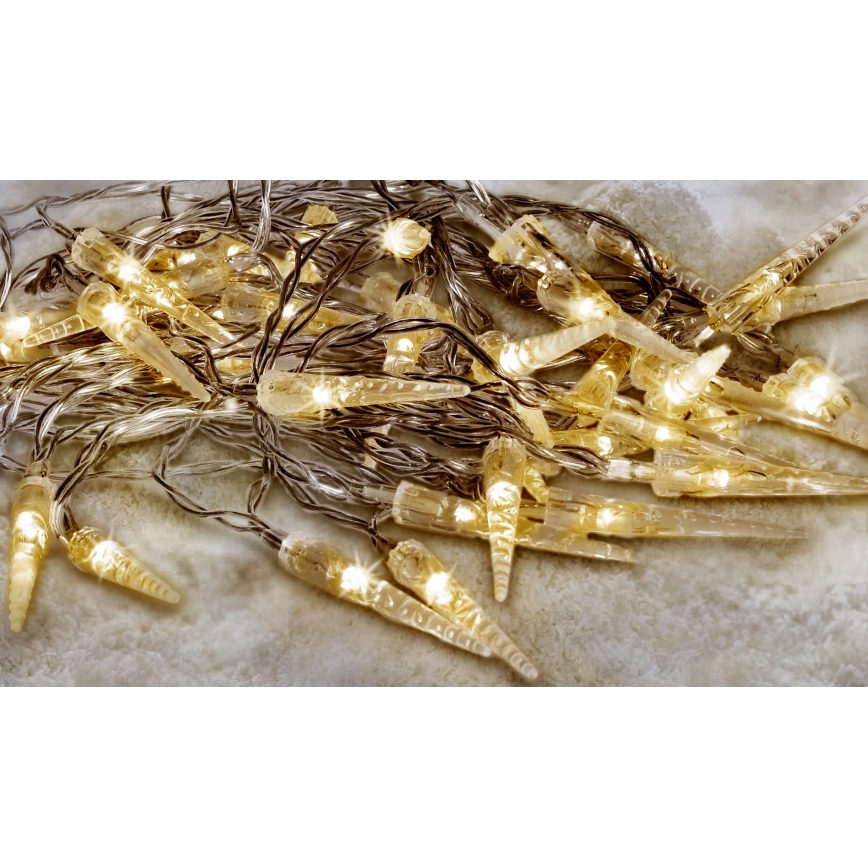 Brilagi - LED Jouluketju ulkokäyttöön 50xLED/8 toimintoa/3xAA 8m IP44 lämmin valkoinen