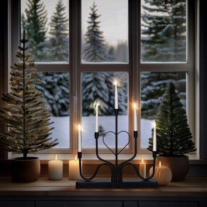 Brilagi - LED-joulukynttilänjalka LED/2xAA musta