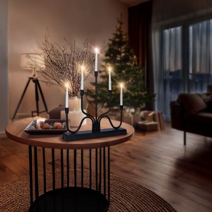 Brilagi - LED-joulukynttilänjalka LED/2xAA musta