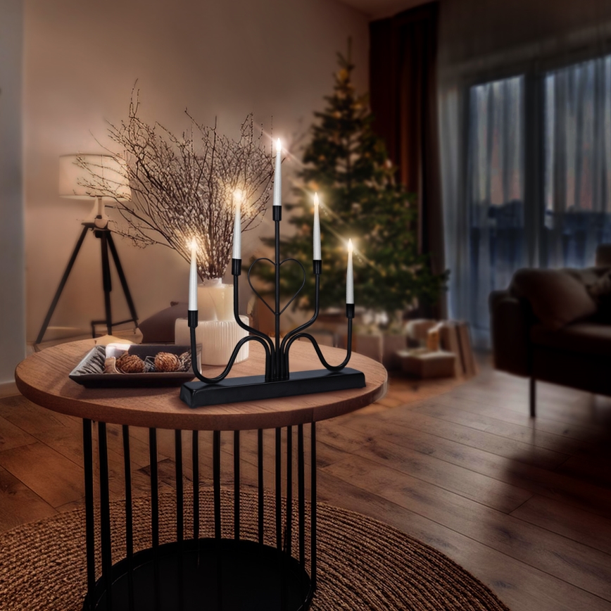 Brilagi - LED-joulukynttilänjalka LED/2xAA musta
