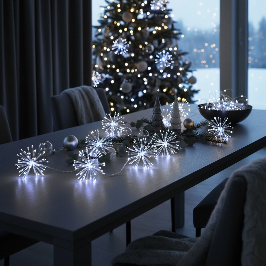 Brilagi - LED-jouluvaloketju ulkokäyttöön 150xLED 5m IP44 kylmänvalkoinen ilotulitusefekti