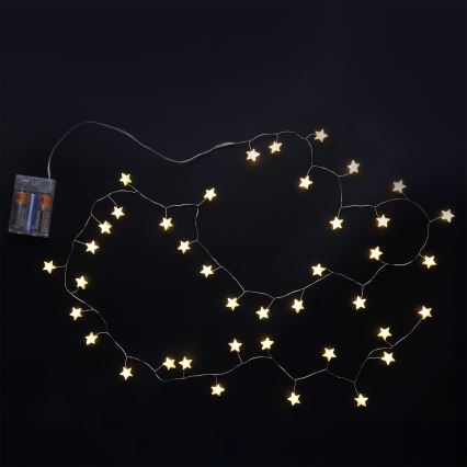 Brilagi - LED-jouluvalosarja 40xLED/3xAA 1,8 m lämmin valkoinen, tähtikoristeet