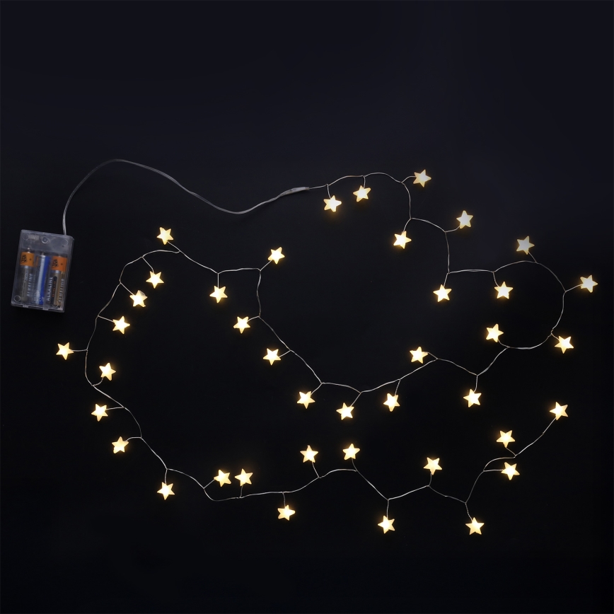 Brilagi - LED-jouluvalosarja 40xLED/3xAA 1,8 m lämmin valkoinen, tähtikoristeet