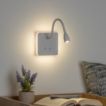 Brilagi - LED Joustava seinävalaisin MAYA Double LED/4W/230V + LED/3W valkoinen