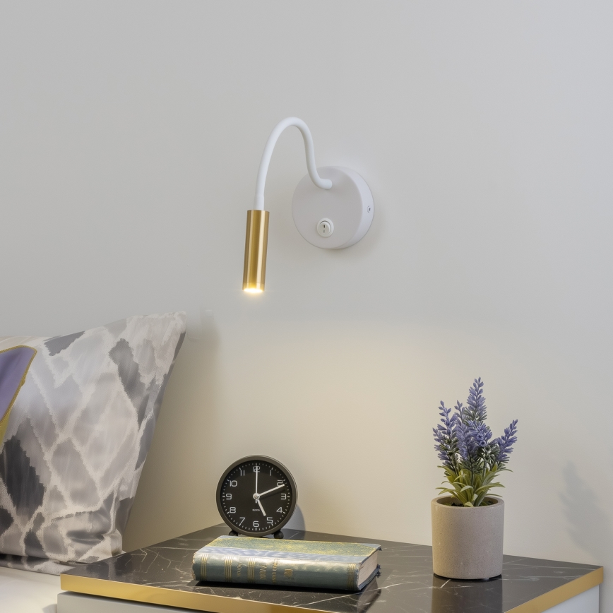 Brilagi - LED Joustava seinävalaisin MAYA LED/3W/230V 4000K valkoinen/kulta