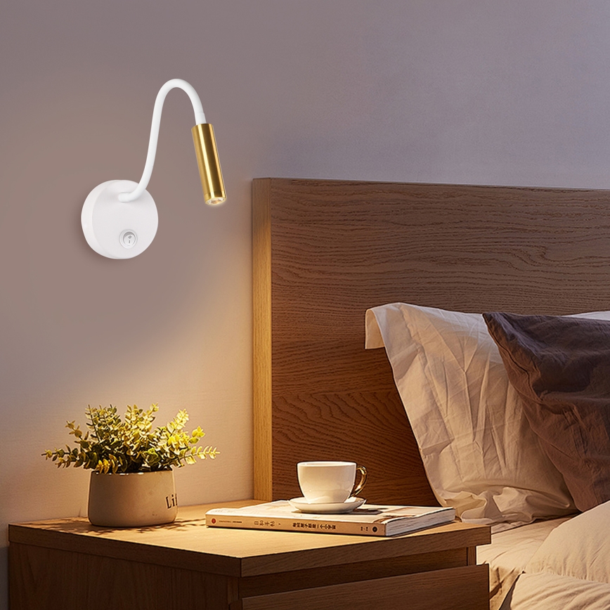 Brilagi - LED Joustava seinävalaisin MAYA LED/3W/230V 4000K valkoinen/kulta