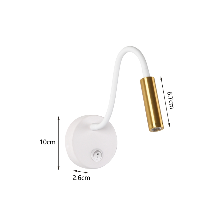 Brilagi - LED Joustava seinävalaisin MAYA LED/3W/230V 4000K valkoinen/kulta