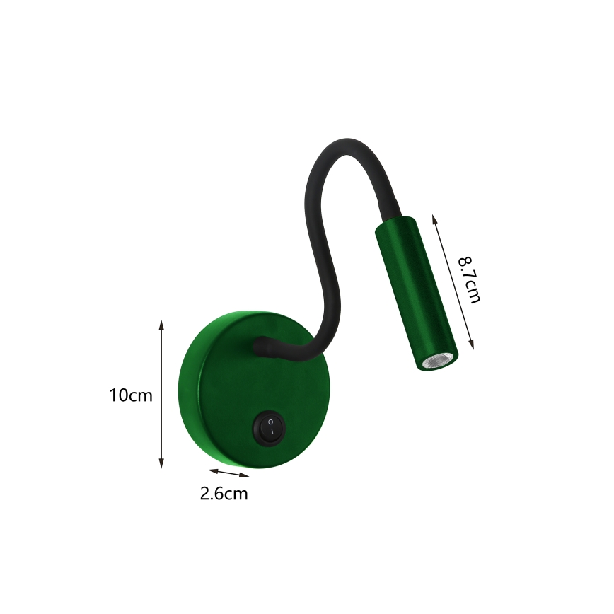 Brilagi - LED Joustava seinävalaisin MAYA LED/3W/230V 4000K vihreä